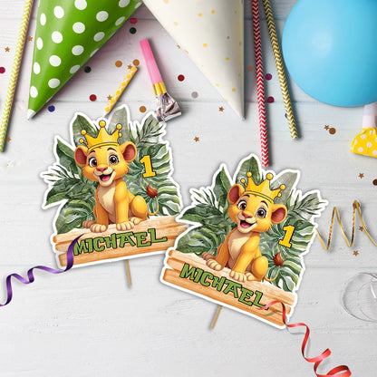 Cute Lion Birthday Decorations, Lion King Party Supplies, 1st Birthday Lion Themed, Boys Birthday Lion Digital Template, Editable Lion King of the Jungle Image SVG PNG