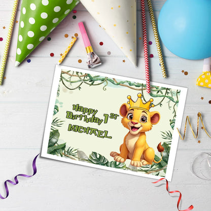 Lion King of the Jungle Personalized Edible Sheet Cake Topper for Custom Cake Designs