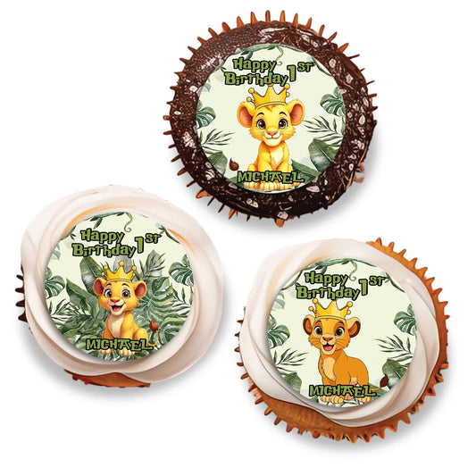 Cute Lion Personalized Cupcake Toppers for Party Decoration