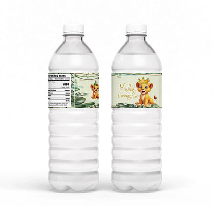 Cute Lion Personalized Water Bottle Label for Party Drinks