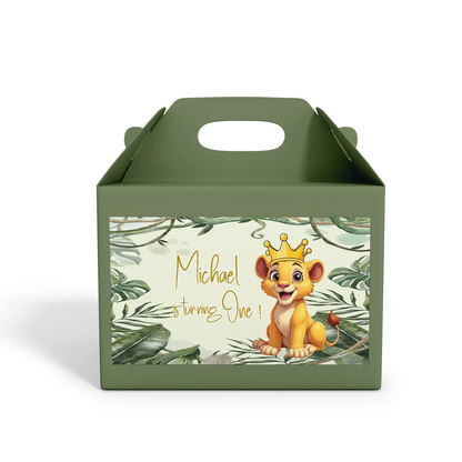 Cute Lion Treat Box Label for Birthday Party Favor Box