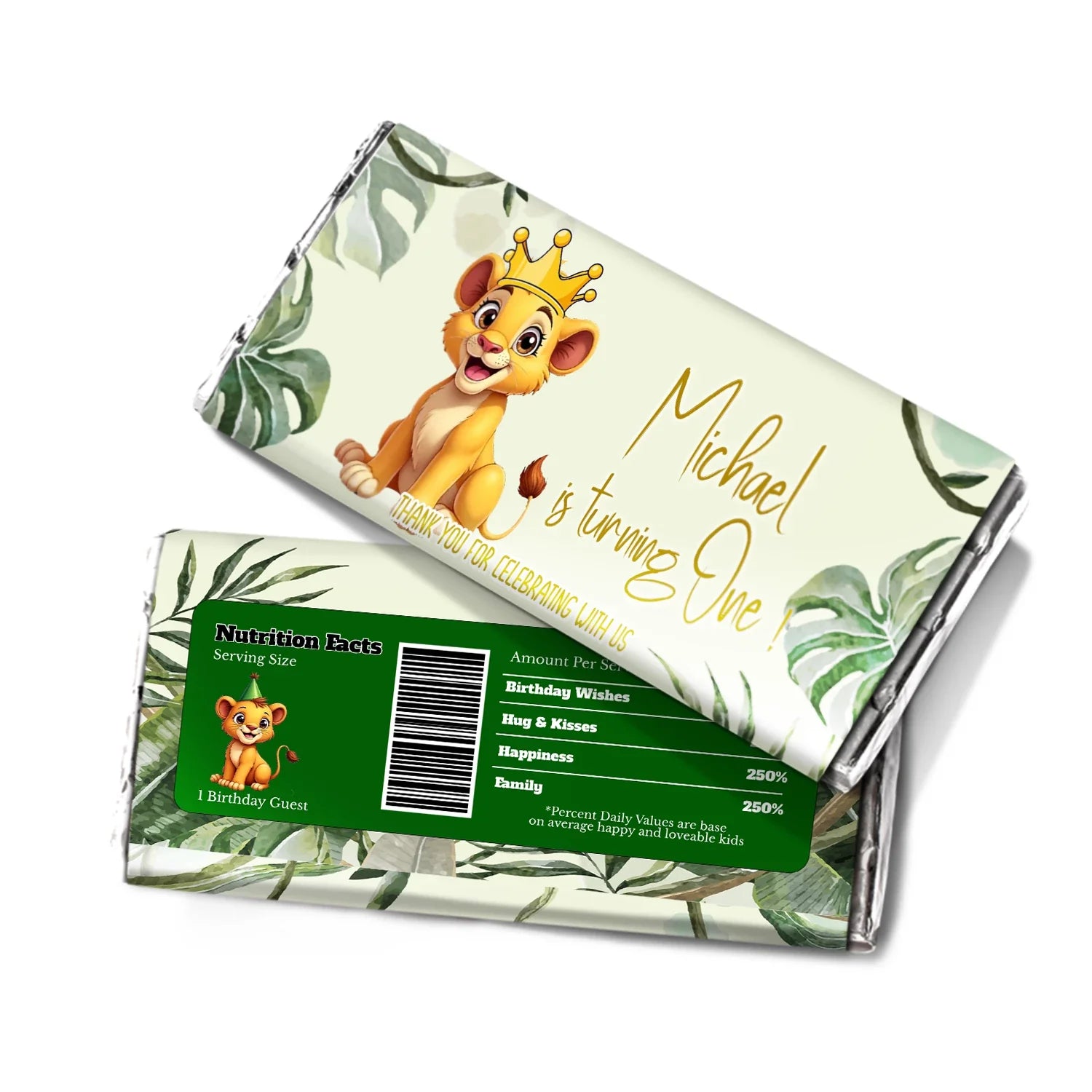 Cute Lion Chocolate Label for Birthday Party Favor