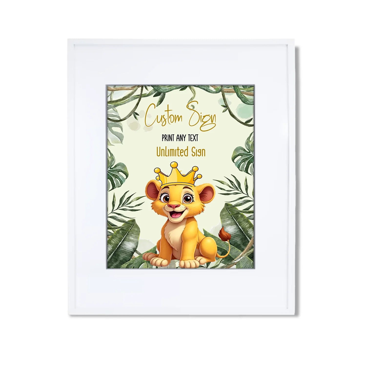 Cute Lion Custom Sign for Birthday Party Decoration