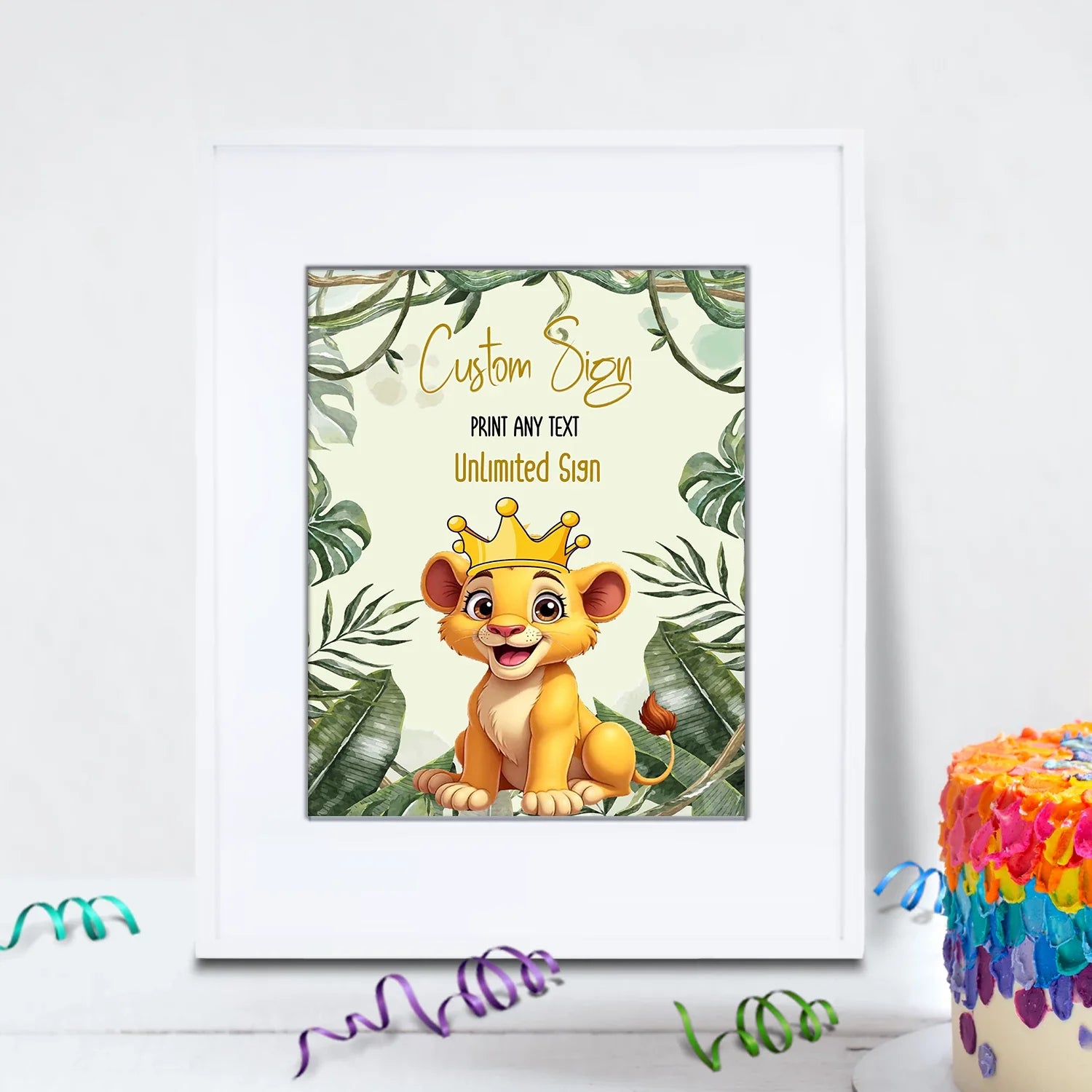 Cute Lion Birthday Decorations, Lion King Party Supplies, 1st Birthday Lion Themed, Boys Birthday Lion Digital Template, Editable Lion King of the Jungle Image SVG PNG