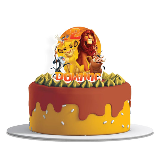 The Lion King Personalized Cake Toppers featuring Simba, Nala, and Custom names for Birthday celebrations.