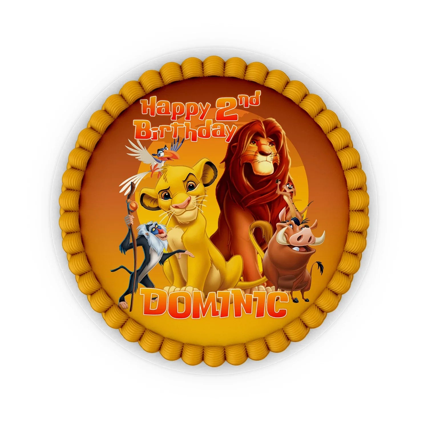 The Lion King Personalized Edible Icing Cake Images with vibrant designs and customizable details for themed parties.