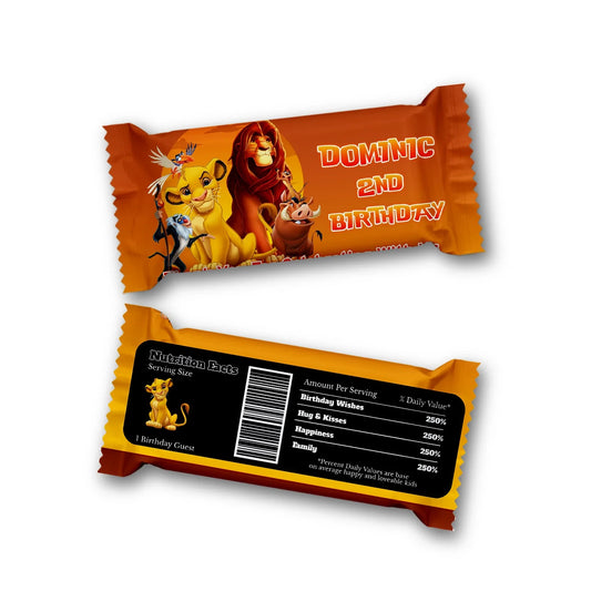 The Lion King Rice Krispies Treats Label & Candy Bar Label with vibrant designs for dessert table decorations.