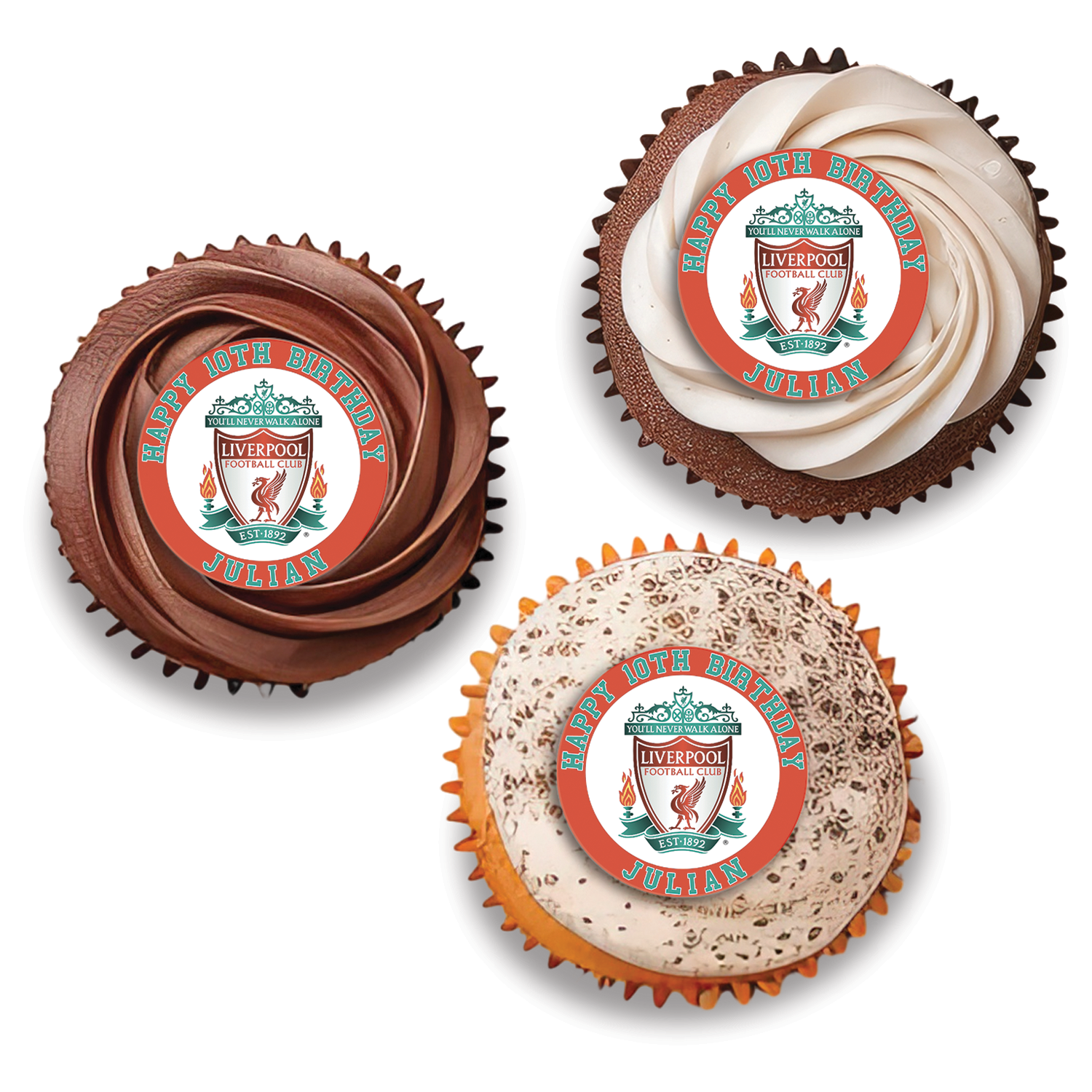 Liverpool FC themed personalized cupcakes toppers