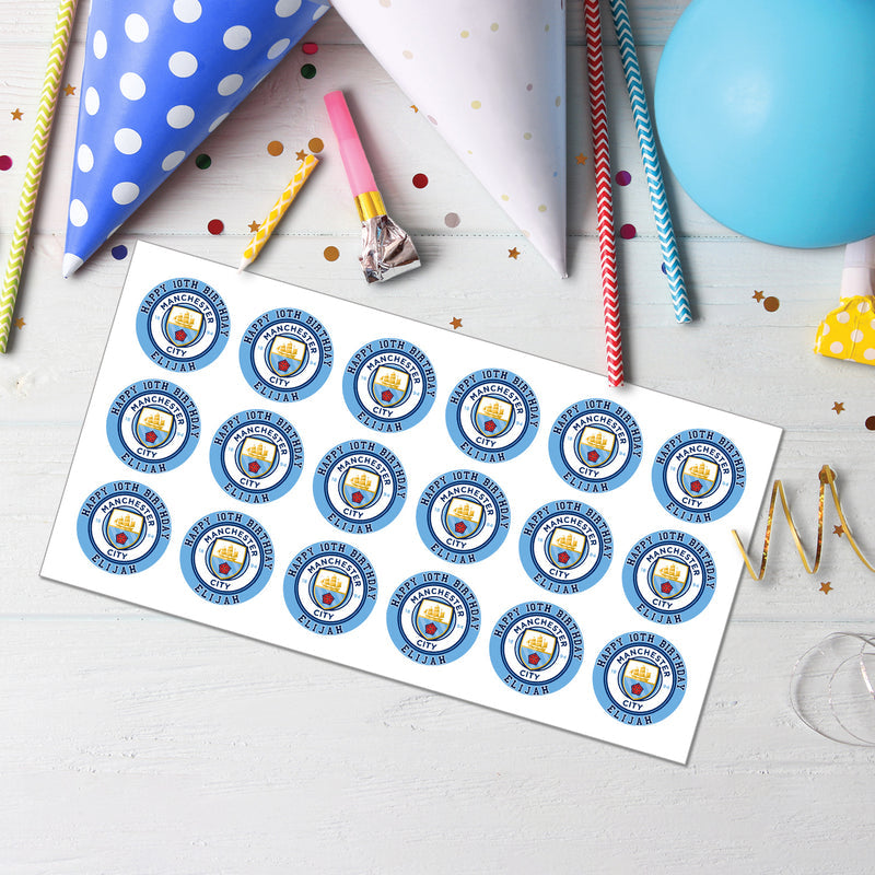 Manchester City FC Personalized Cupcakes Toppers - A Sweet Addition to Your Party