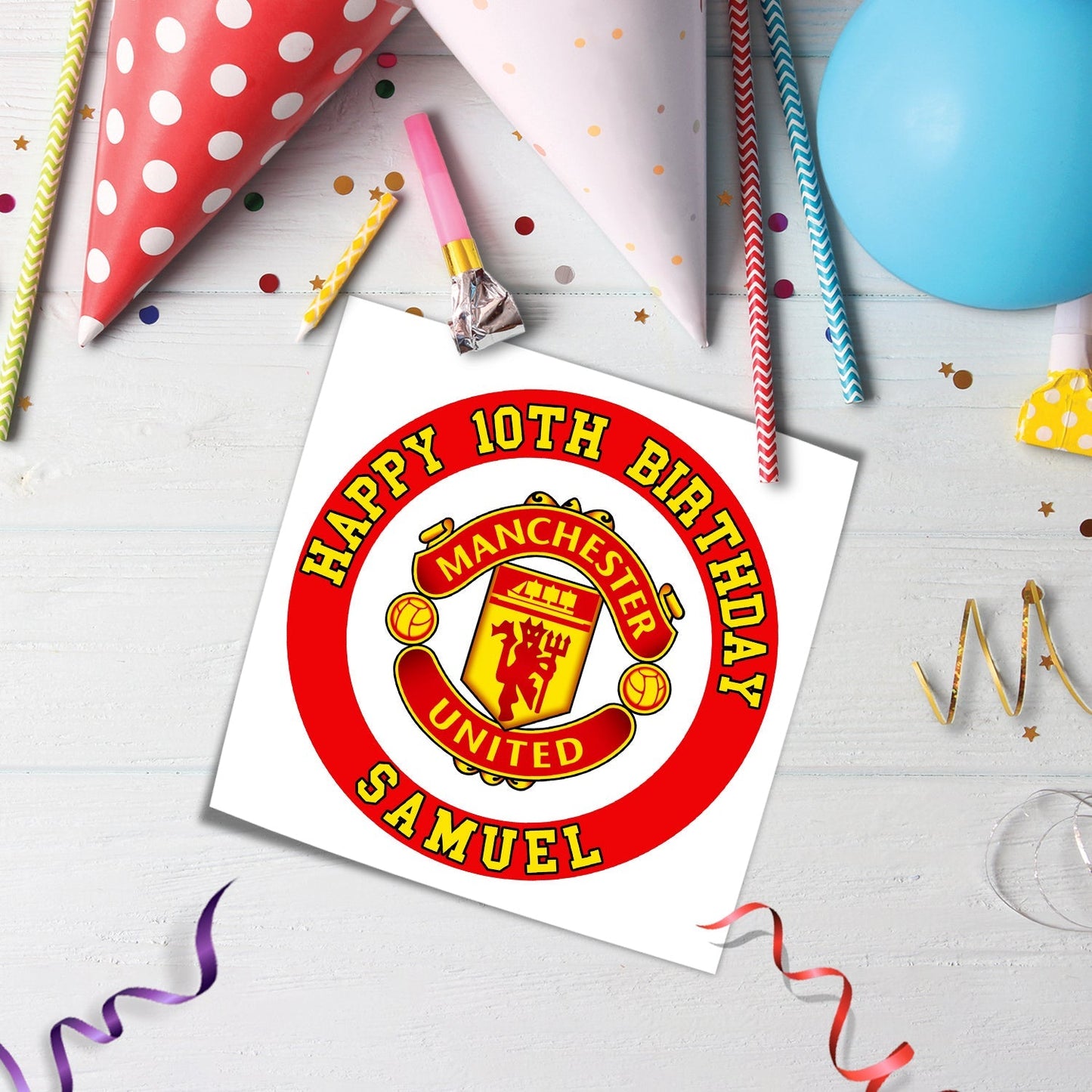 Round Manchester United FC Personalized Cake Images - Add a Personal Touch to Your Party