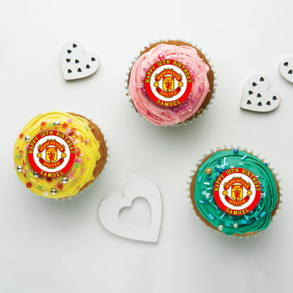 Manchester United FC Personalized Cupcakes Toppers - A Sweet Addition to Your Party