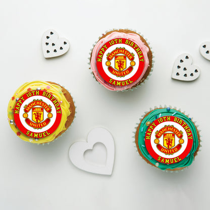 Manchester United FC Personalized Cupcakes Toppers - A Sweet Addition to Your Party