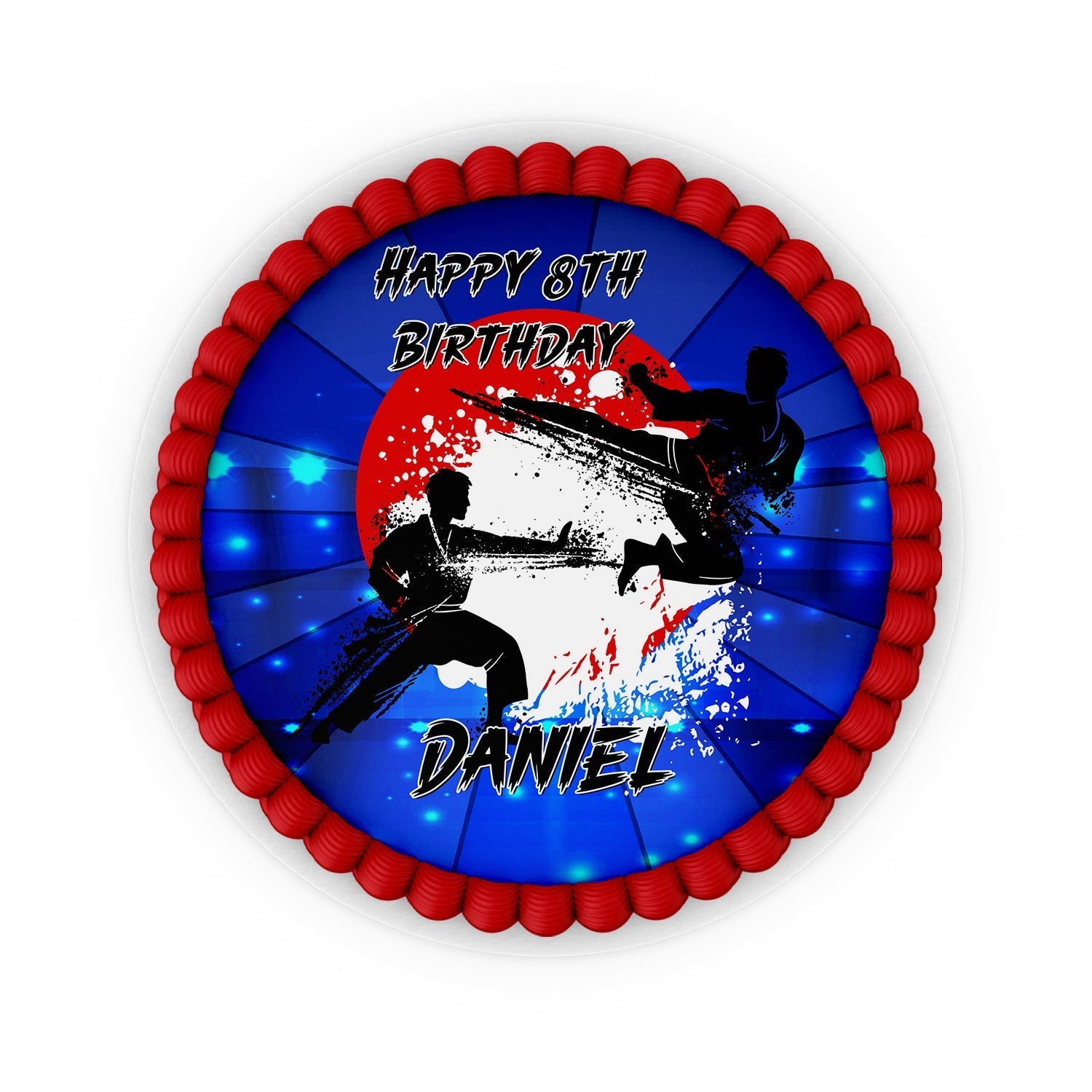 Round Personalized Martial Arts Cake Images