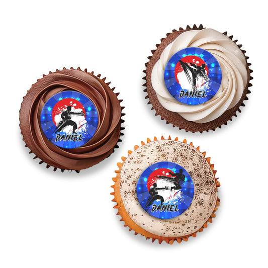 Personalized Martial Arts Cupcakes Toppers
