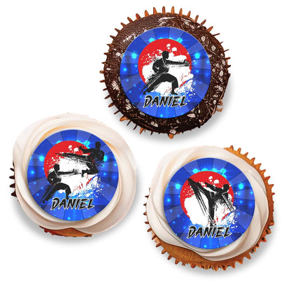 Personalized Martial Arts Cupcakes Toppers