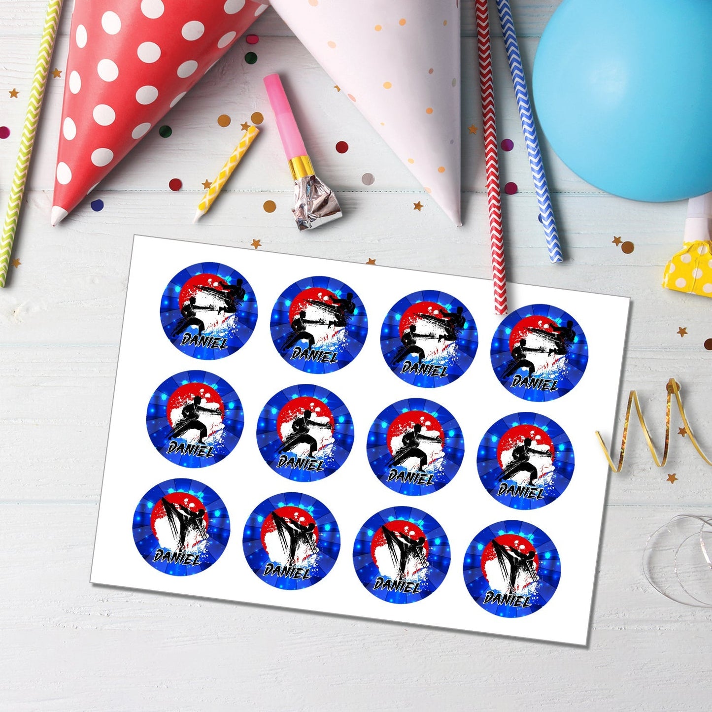 Martial Arts Personalized Cupcakes Toppers - Perfect for Any Martial Arts Themed Party