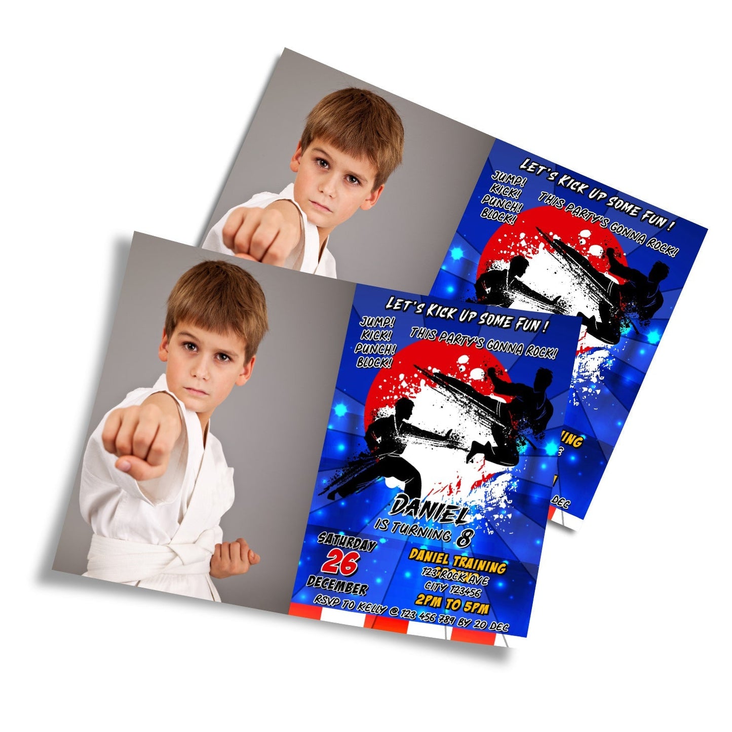 Personalized Martial Arts Photo Card Invitations