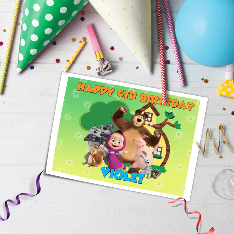 Masha and the Bear Edible Sheet Cake Topper