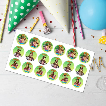 Masha and the Bear Cupcake Toppers Personalized