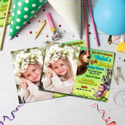 Masha and the Bear Birthday Decorations, Masha Party Supplies, Masha Themed, Masha Digital Template, Editable Masha and the Bear Image SVG PNG