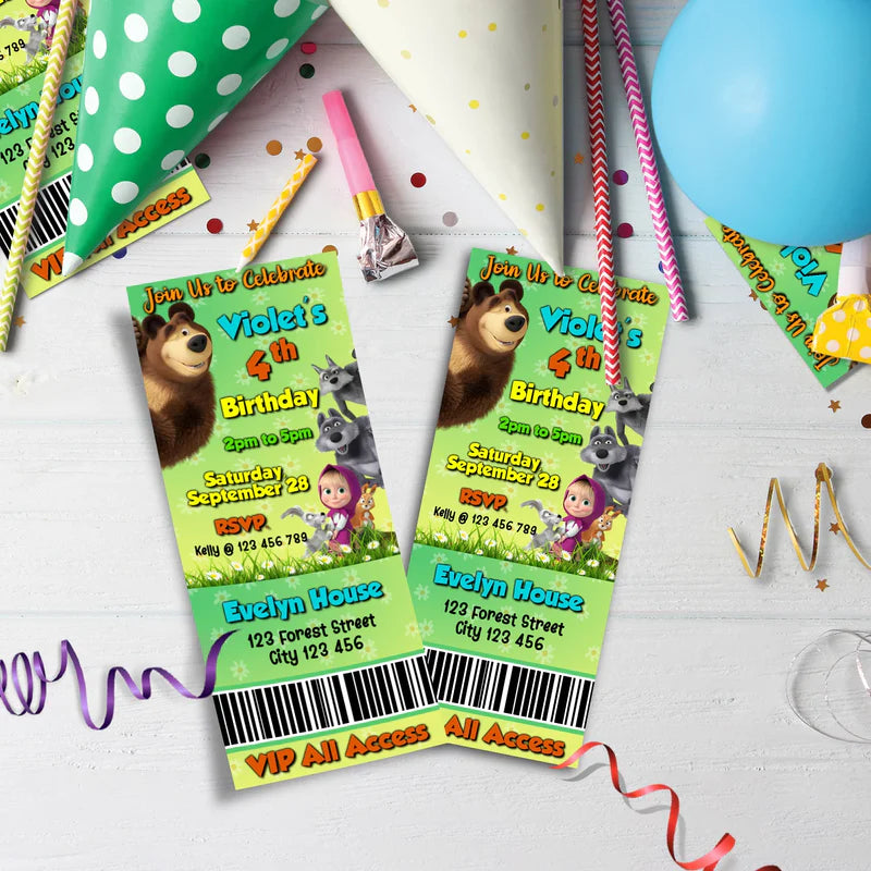 Masha and the Bear Birthday Decorations, Masha Party Supplies, Masha Themed, Masha Digital Template, Editable Masha and the Bear Image SVG PNG