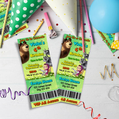 Masha and the Bear Birthday Decorations, Masha Party Supplies, Masha Themed, Masha Digital Template, Editable Masha and the Bear Image SVG PNG