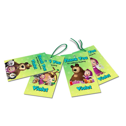 Masha and the Bear thank you tags, colorful character design