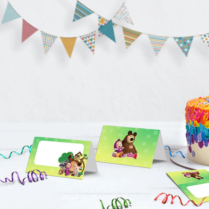 Masha and the Bear Birthday Decorations, Masha Party Supplies, Masha Themed, Masha Digital Template, Editable Masha and the Bear Image SVG PNG