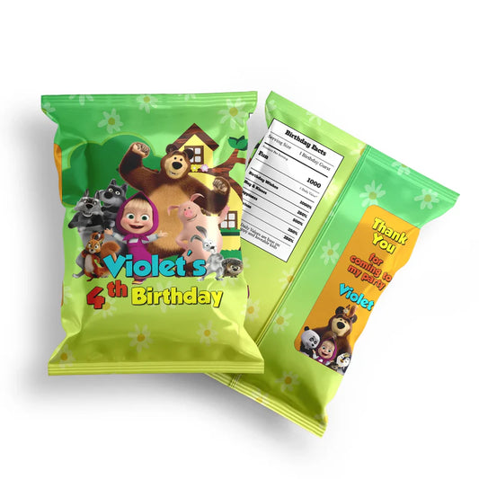 Masha and the Bear chips bag label, customized snack bag1
