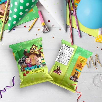 Masha and the Bear Birthday Decorations, Masha Party Supplies, Masha Themed, Masha Digital Template, Editable Masha and the Bear Image SVG PNG