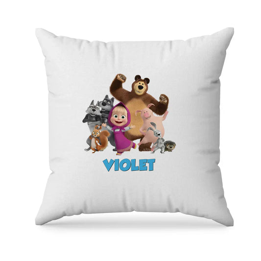 Masha and the Bear sublimation pillowcase, soft fabric, colorful print