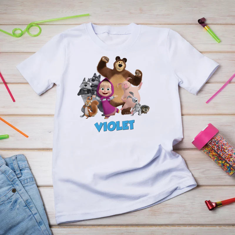 Masha and the Bear Birthday Decorations, Masha Party Supplies, Masha Themed, Masha Digital Template, Editable Masha and the Bear Image SVG PNG