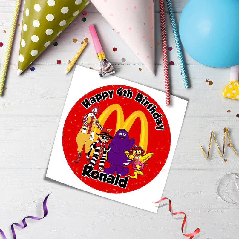 McDonalds Edible Icing Sheet Cake Image Personalized for Birthday Cakes