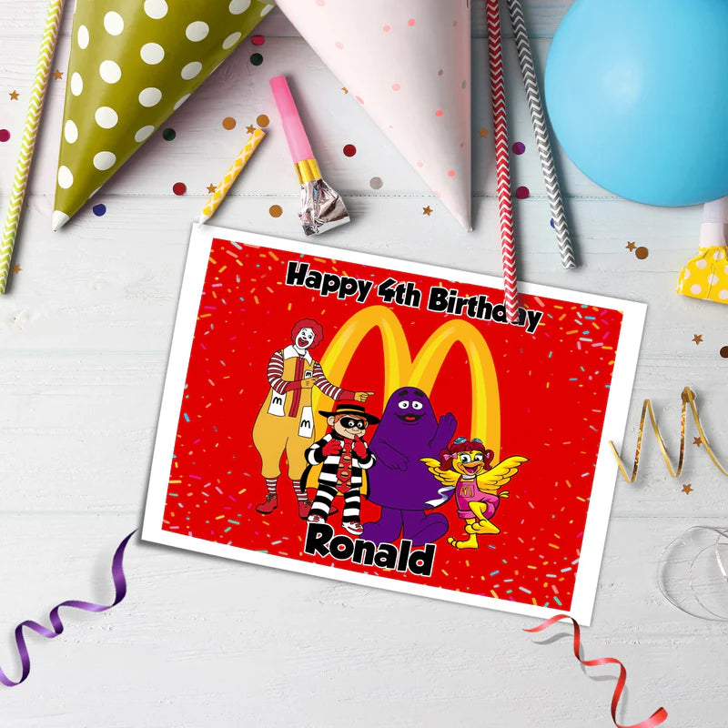 McDonalds Edible Sheet Cake Topper Personalized for Kids Party Cakes