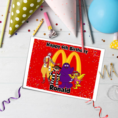 McDonalds Edible Sheet Cake Topper Personalized for Kids Party Cakes