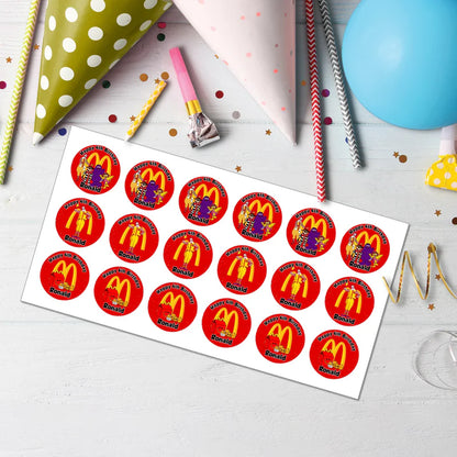 McDonalds Cupcake Toppers Personalized Round Party Decorations for Kids
