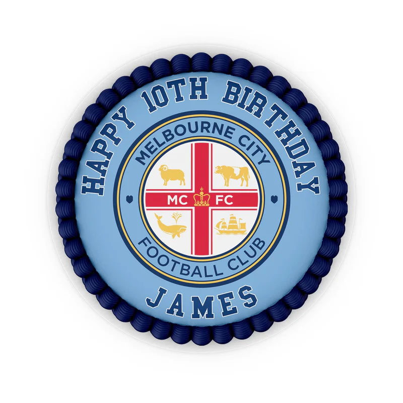 Melbourne FC edible icing sheet with team colors and logo centered on rectangular sheet