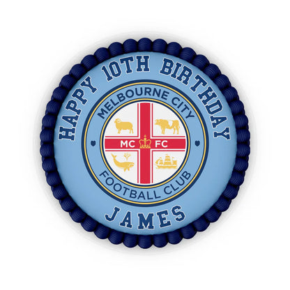 Melbourne FC edible icing sheet with team colors and logo centered on rectangular sheet