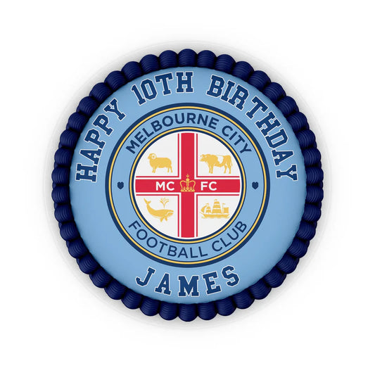 Melbourne FC edible icing sheet with team colors and logo centered on rectangular sheet