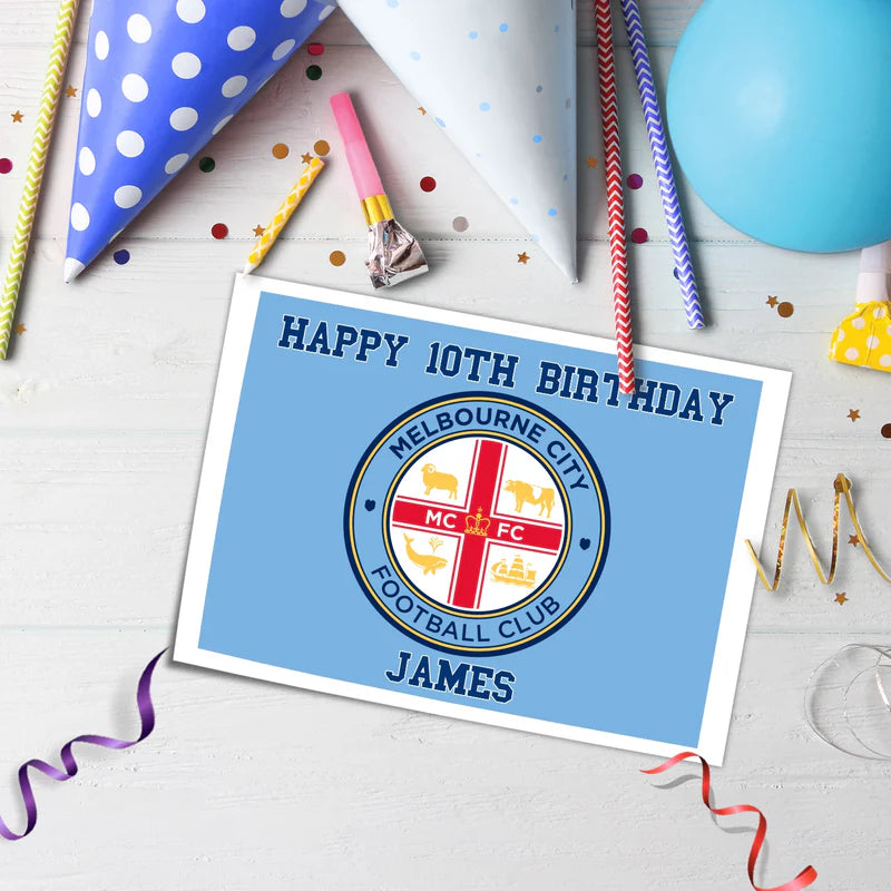 Melbourne FC Edible Sheet Cake Topper Personalized Birthday Design