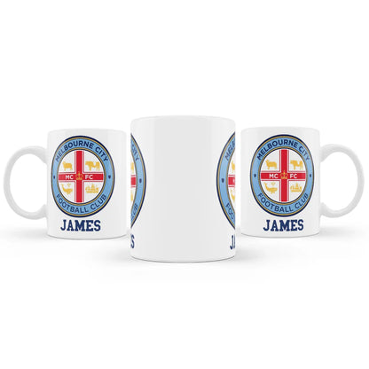 Melbourne FC sublimation mug with personalized name and logo on ceramic finish