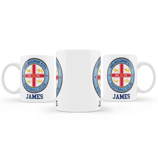 Melbourne FC sublimation mug with personalized name and logo on ceramic finish