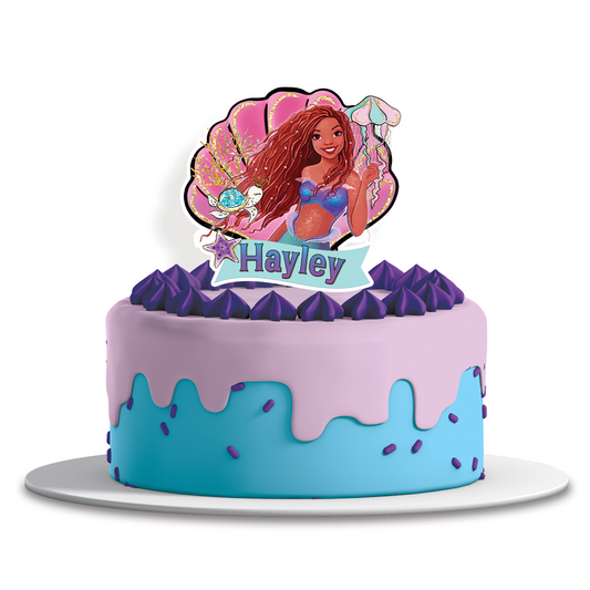Mermaid themed personalized cake toppers