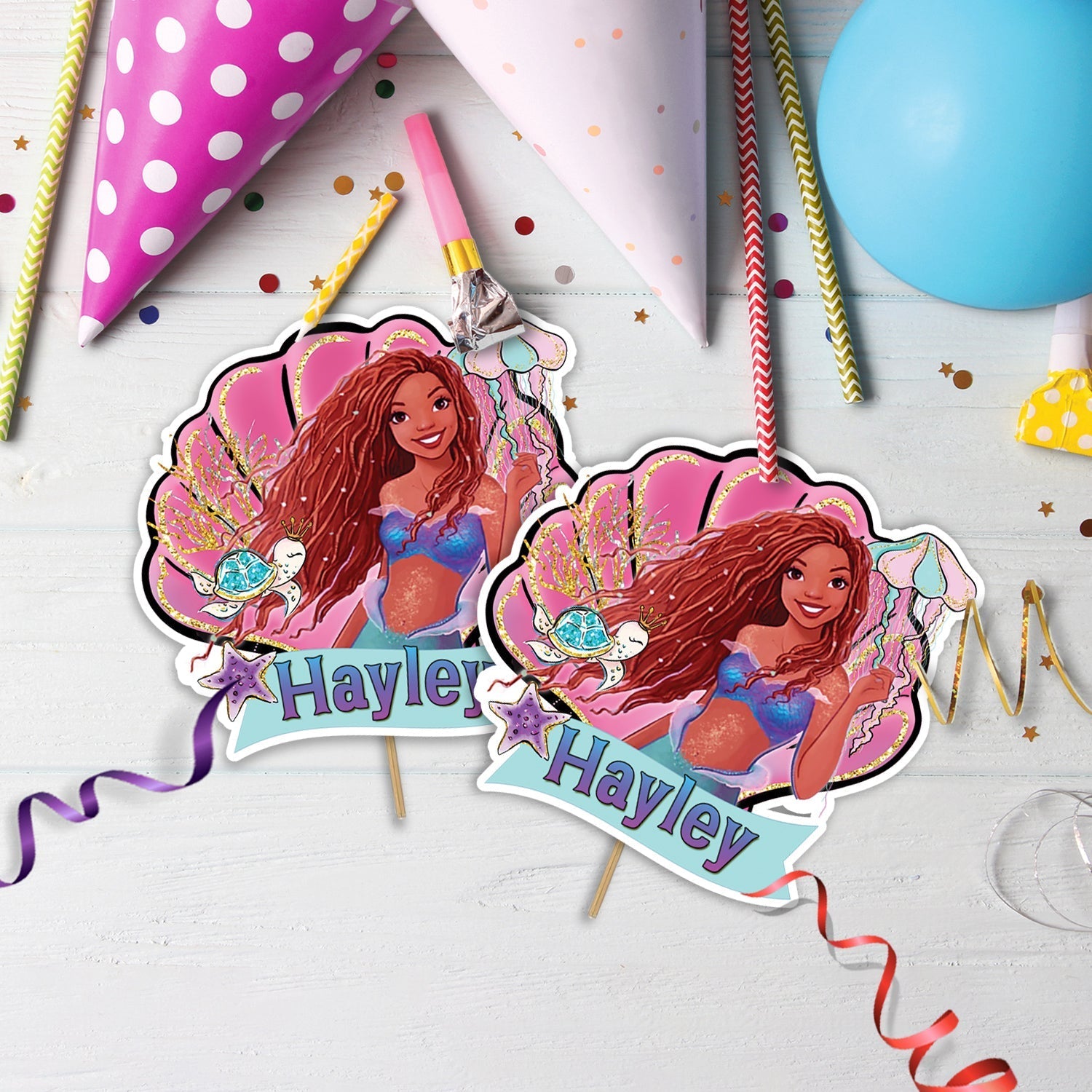 The Little Mermaid Birthday Decorations, Ariel Party Supplies, Disney Ariel Themed, Prince Eric & Ariel Digital Template, Editable Mermaid Image SVG PNG