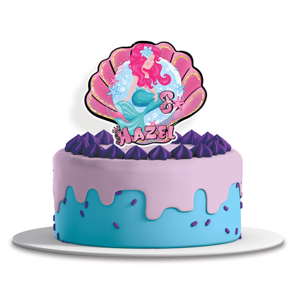 Mermaid themed personalized cake toppers