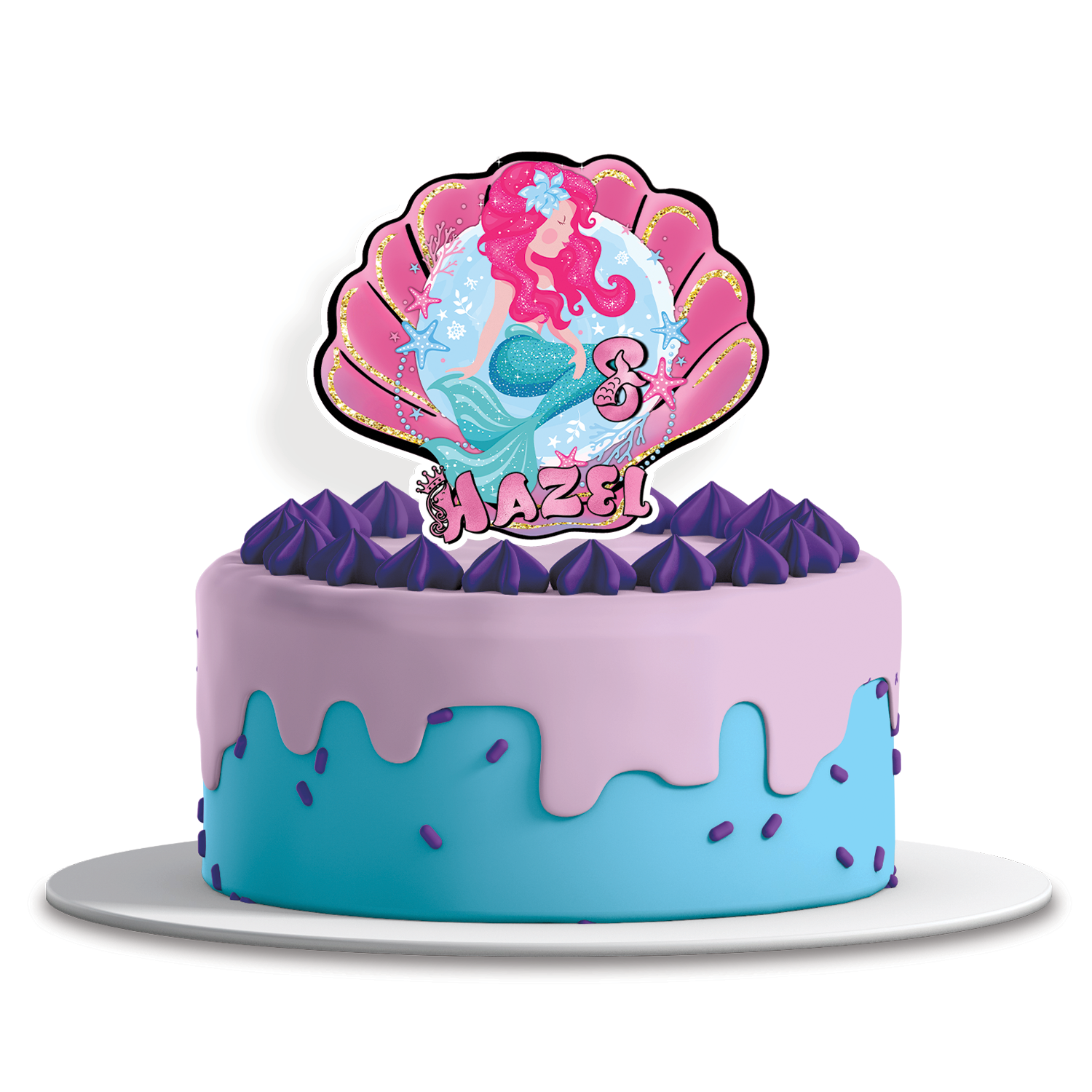 Mermaid themed personalized cake toppers