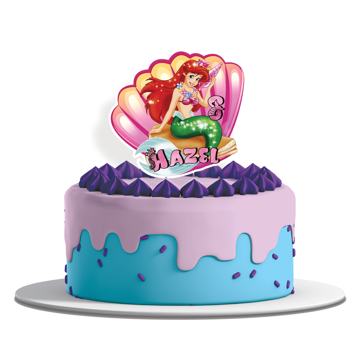 Mermaid themed personalized cake toppers