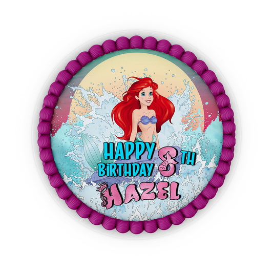Round mermaid themed personalized cake images