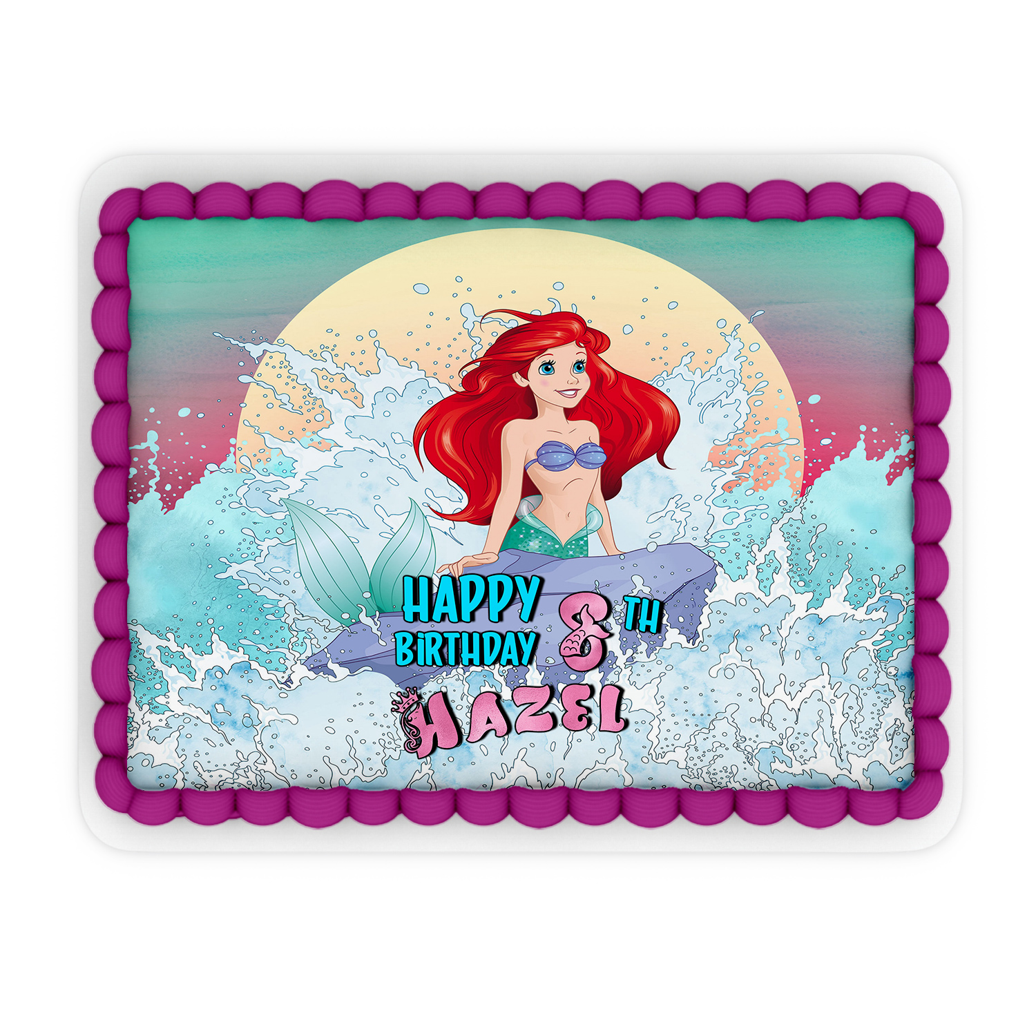 Rectangle mermaid themed personalized cake images