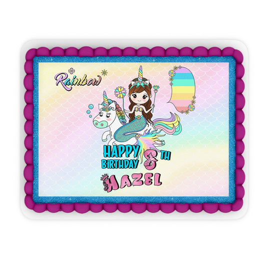 Rectangle mermaid themed personalized cake images